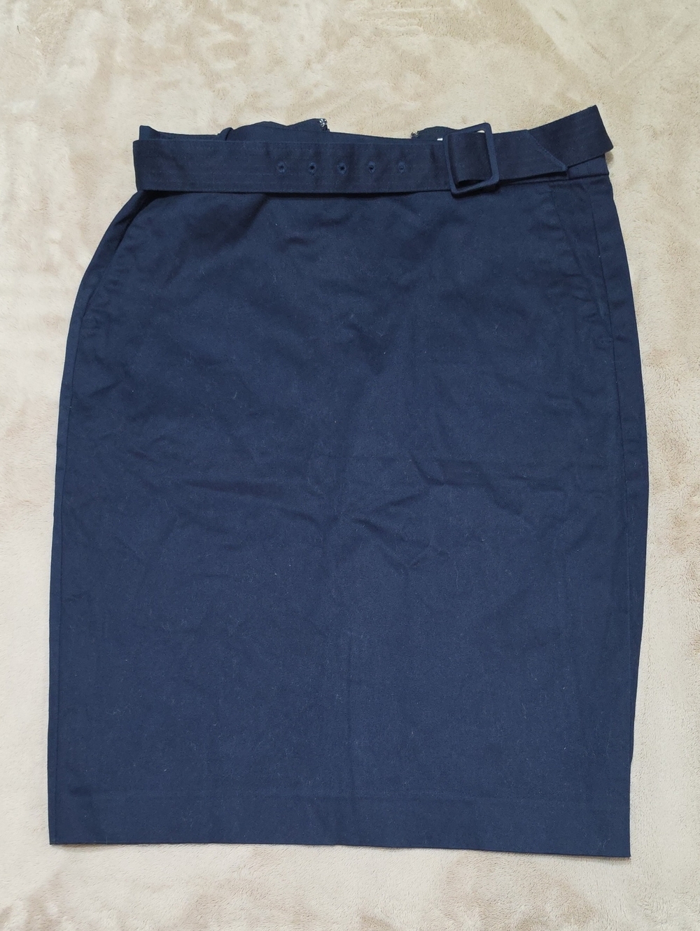 J. Crew Dark Navy Belted Pencil Skirt